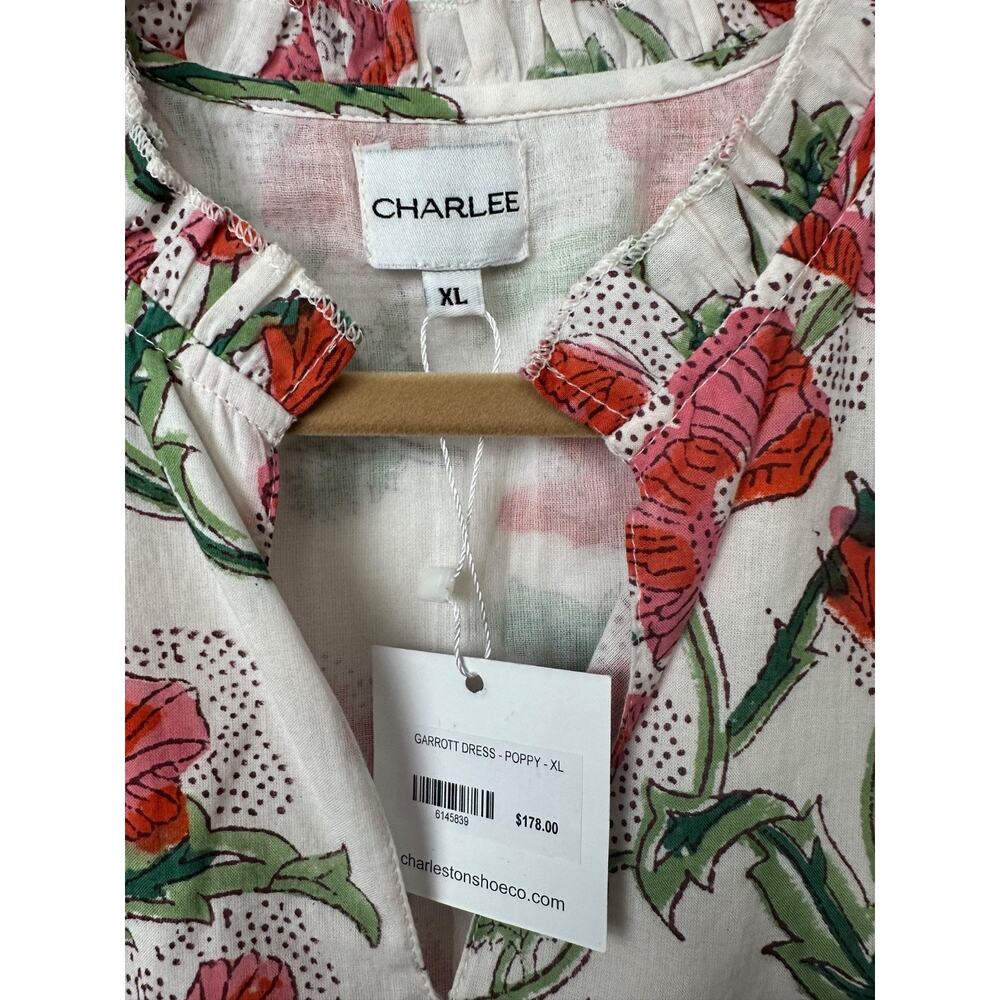 NEW Charlee Boho Floral Dress size XL Lined Pockets Cotton $178 Ruffle A44 - Picture 4 of 9